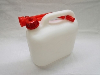 Jerrycan kunststof wit 5 liter incl. rode schenktuit, extra stevige uitvoering
