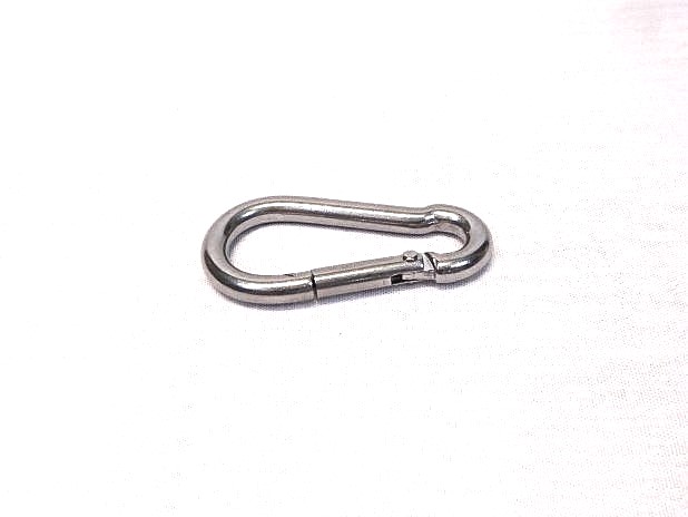 Karabijnhaak 6 x 60 mm RVS, per stuk