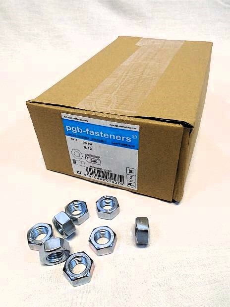 Moer M12 verzinkt, grootverpakking doos 500 stuks