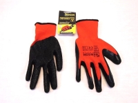 Werkhandschoenen latex crinkle rood/zwart, maat 9