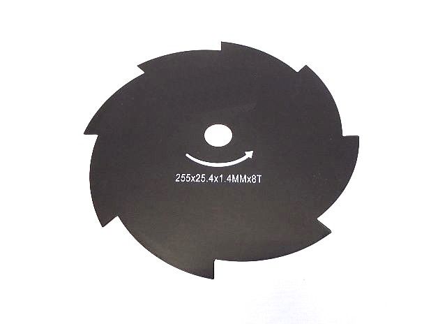 Slagmes 255 mm voor bosmaaier, 8T. asgat 25,4 mm