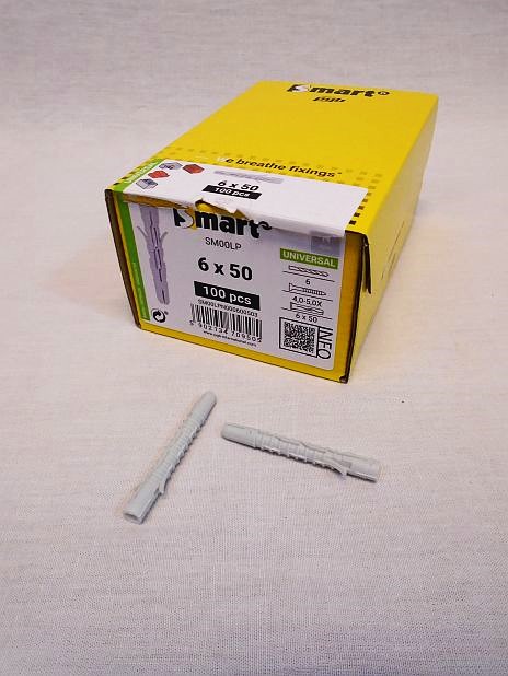 Plug 6 x 50 mm extra lang, nylon Smart, doos 100 stuks