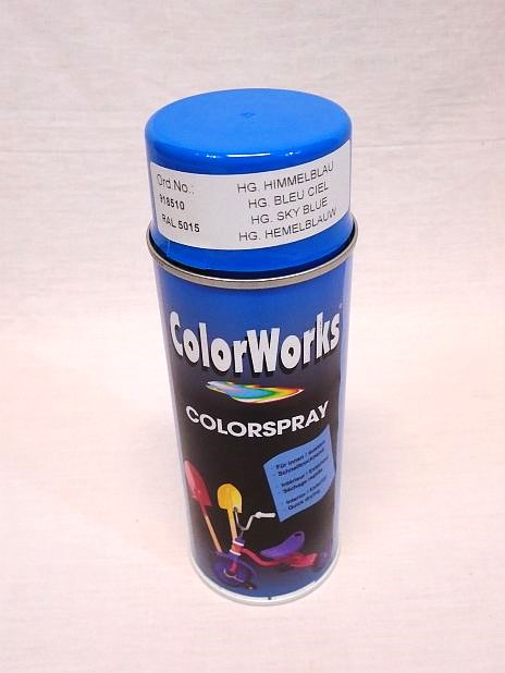 Spuitbus hemelsblauw hoogglans RAL 5015 ColorWorks, 400 ml.