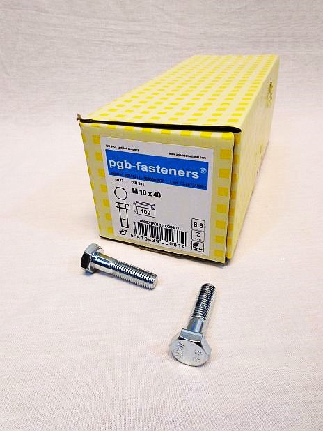Zeskantbout M10 x 40 mm verzinkt, doos 100 stuks
