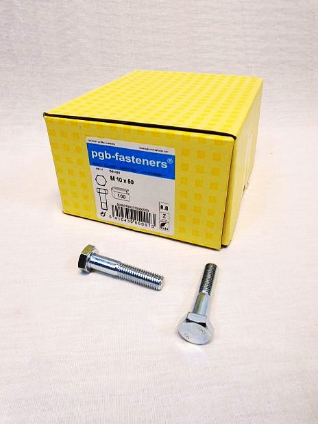 Zeskantbout M10 x 50 mm verzinkt, doos 100 stuks