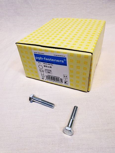 Zeskantbout M8 x 40 mm verzinkt, doos 200 stuks