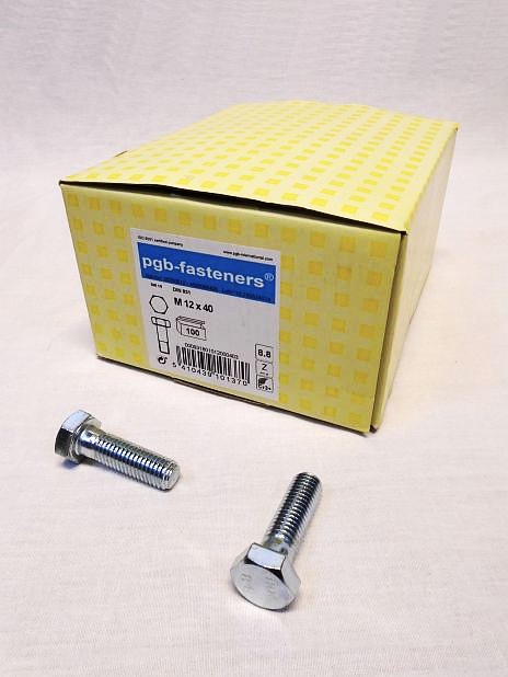 Zeskantbout M12 x 40 mm verzinkt, doos 100 stuks