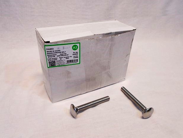 Slotbout M12 x 100 mm RVS A2, zonder moer, doos 50 stuks