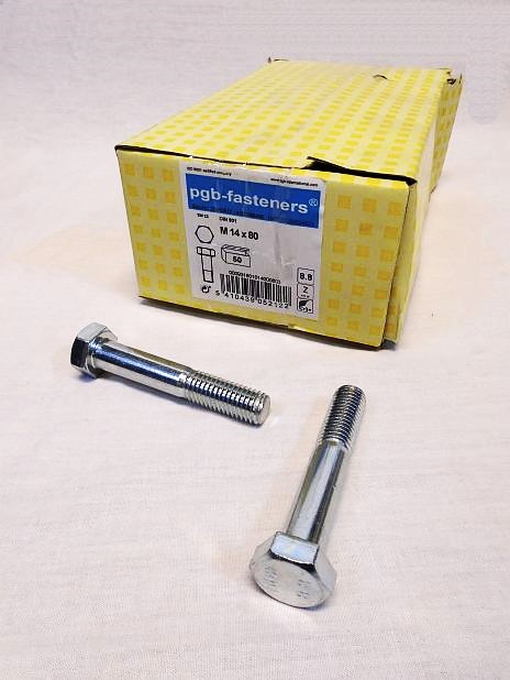 Zeskantbout M14 x 80 mm verzinkt, doos 50 stuks