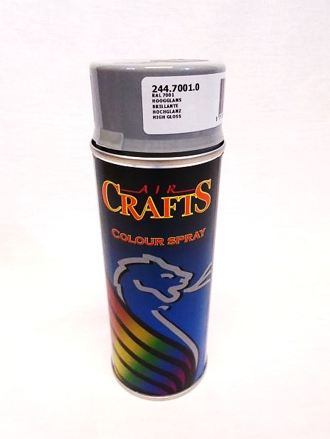 Spuitbus zilvergrijs hoogglans RAL 7001 AirCrafts, 400 ml.