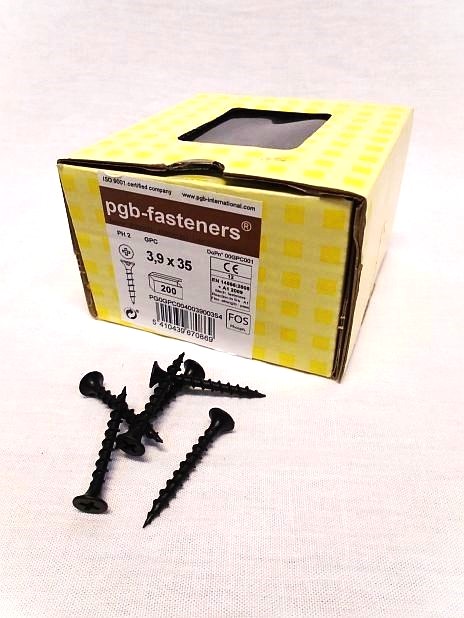 Gipsplaatschroef gefosfateerd 3,9 x 35 mm grof draad, doos 200 stuks