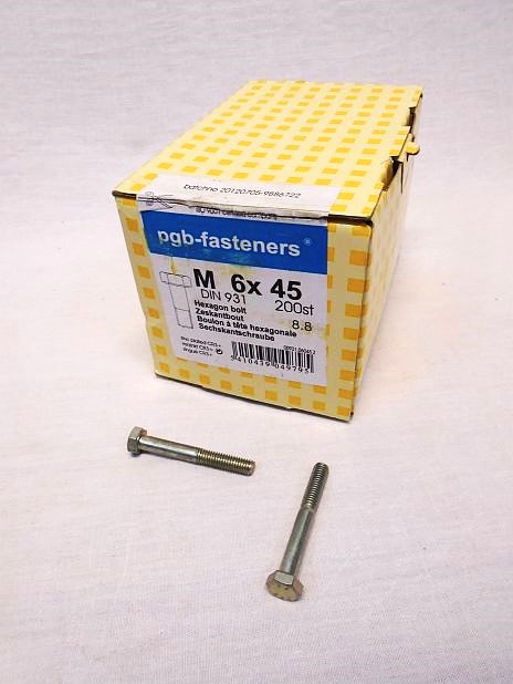 Zeskantbout M6 x 45 mm verzinkt, doos 200 stuks