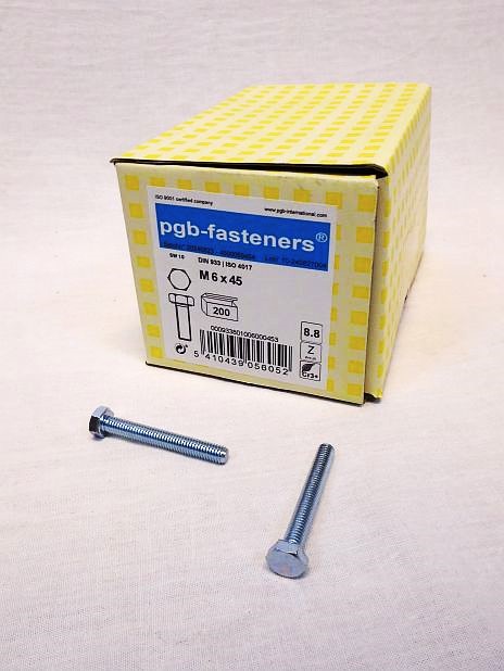 Zeskanttapbout M6 x 45 mm verzinkt, doos 200 stuks