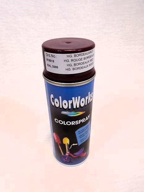 Spuitbus bordeauxrood hoogglans RAL 3005 ColorWorks, 400 ml.