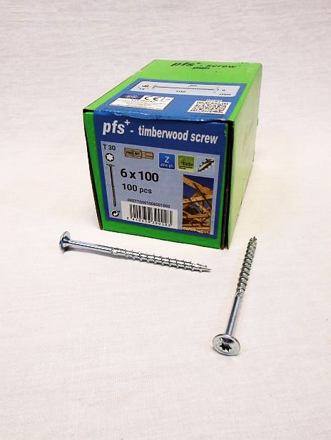 Tellerkop/Houtconstructieschroef 6.0 x 100 mm T30, doos 100 stuks