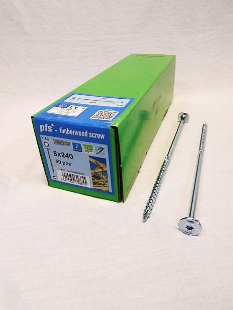 Tellerkop/Houtconstructieschroef 8.0 x 240 mm T40, doos 50 stuks