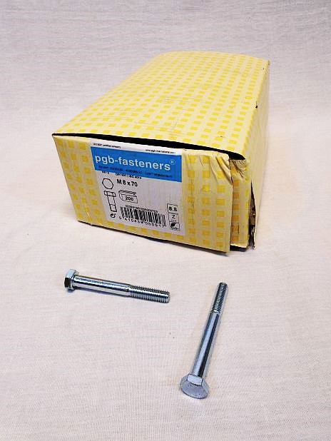 Zeskantbout M8 x 70 mm verzinkt, doos 200 stuks