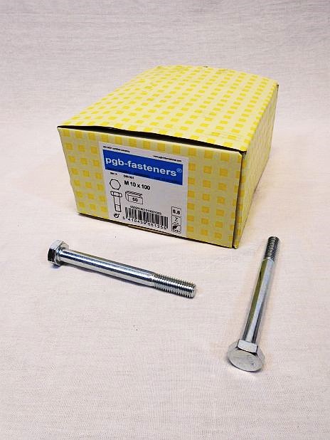 Zeskantbout M10 x 100 mm verzinkt, doos 50 stuks