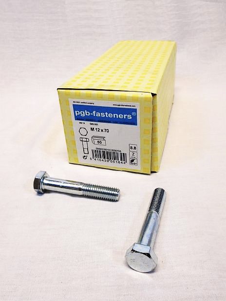 Zeskantbout M12 x 70 mm verzinkt, doos 50 stuks