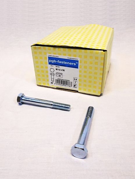 Zeskantbout M12 x 90 mm verzinkt, doos 50 stuks