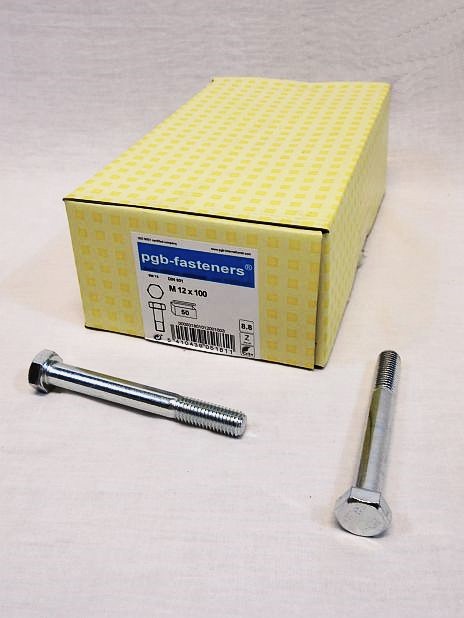 Zeskantbout M12 x 100 mm verzinkt, doos 50 stuks