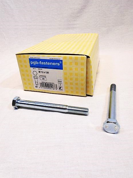 Zeskantbout M12 x 120 mm verzinkt, doos 50 stuks