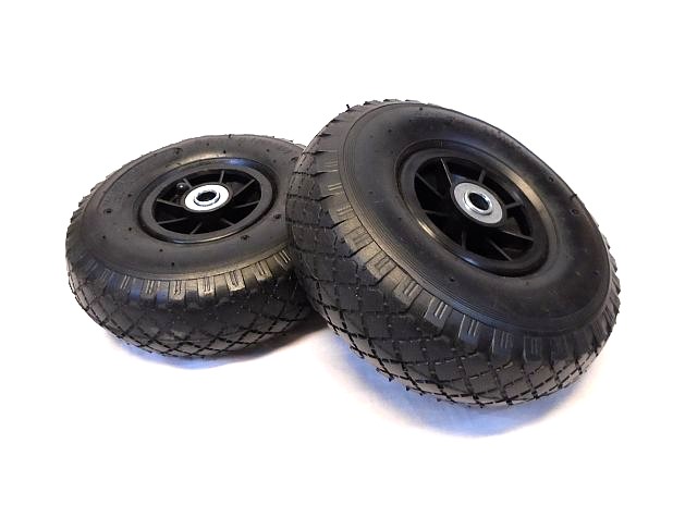 Wiel 3.00 - 4 luchtband zwarte kunststof velg kogellagers asgat 16 mm