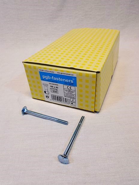 Slotbout M6 x 80 mm met moer, verzinkt,  doos 200 stuks