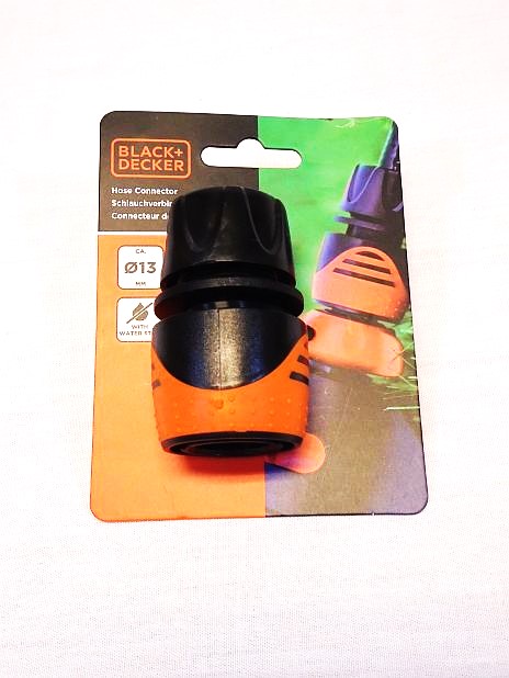 Slangkoppeling voor 1/2 inch tuinslang, klik en knel Black & Decker