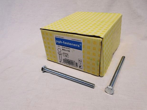 Zeskanttapbout M8 x 110 mm verzinkt, doos 100 stuks