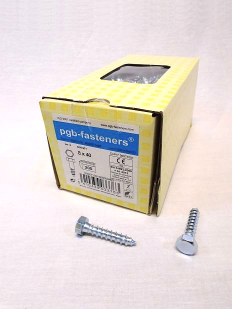Houtdraadbout 8 x 40 mm verzinkt, doos 200 stuks
