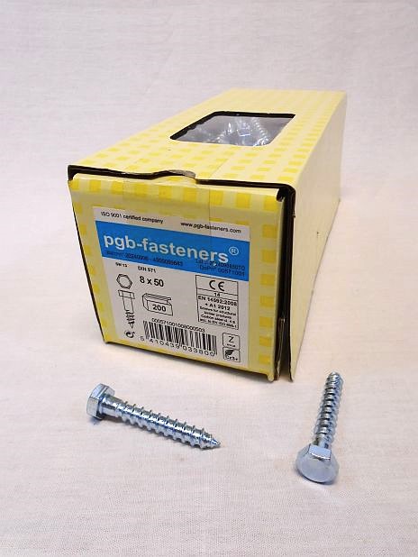 Houtdraadbout 8 x 50 mm verzinkt, doos 200 stuks
