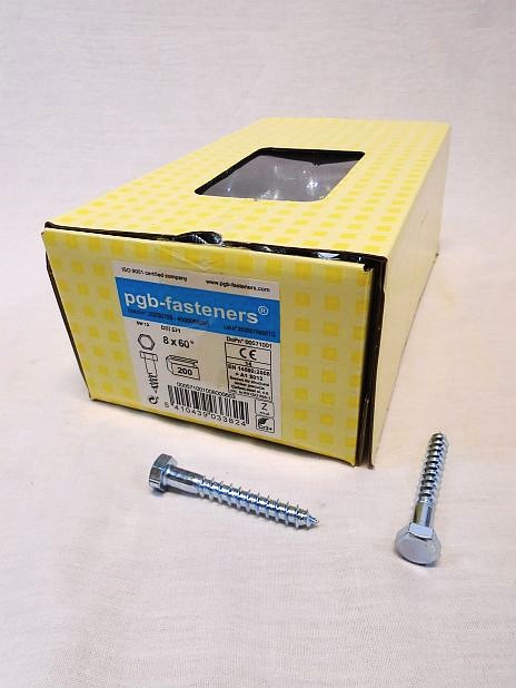 Houtdraadbout 8 x 60 mm verzinkt, doos 200 stuks