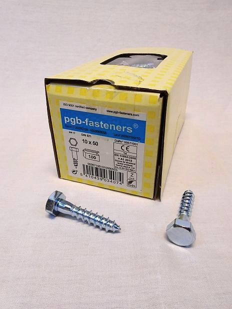 Houtdraadbout 10 x 50 mm verzinkt, doos 100 stuks