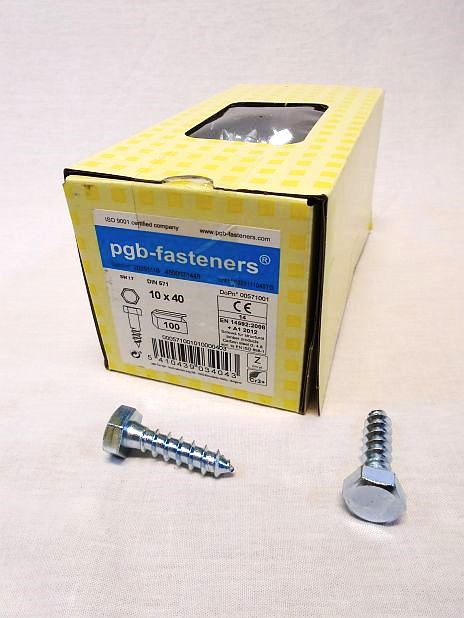 Houtdraadbout 10 x 40 mm verzinkt, doos 100 stuks